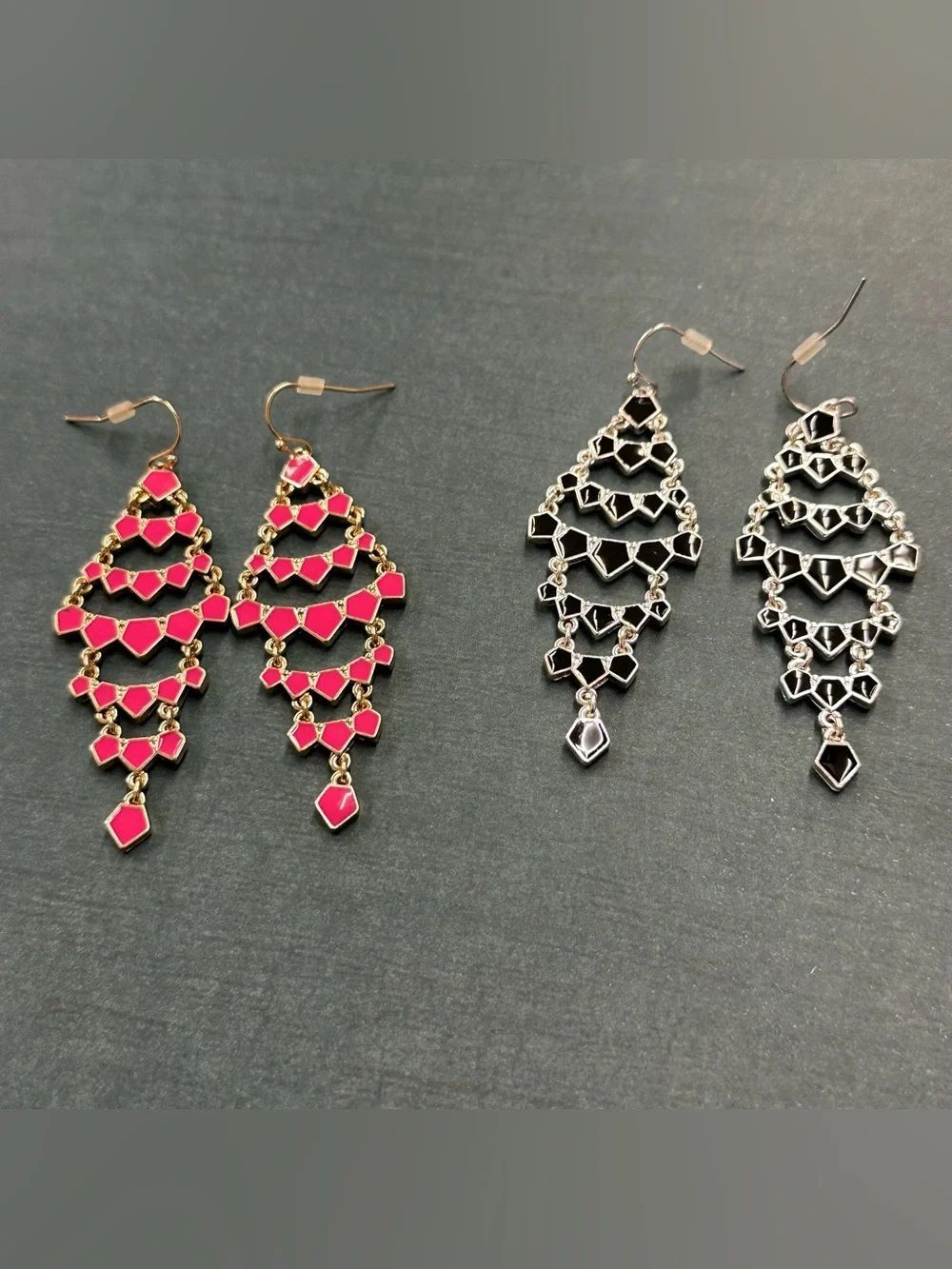Dangle Chandelier Earring Pink Gold And Black Silver Bundle B11